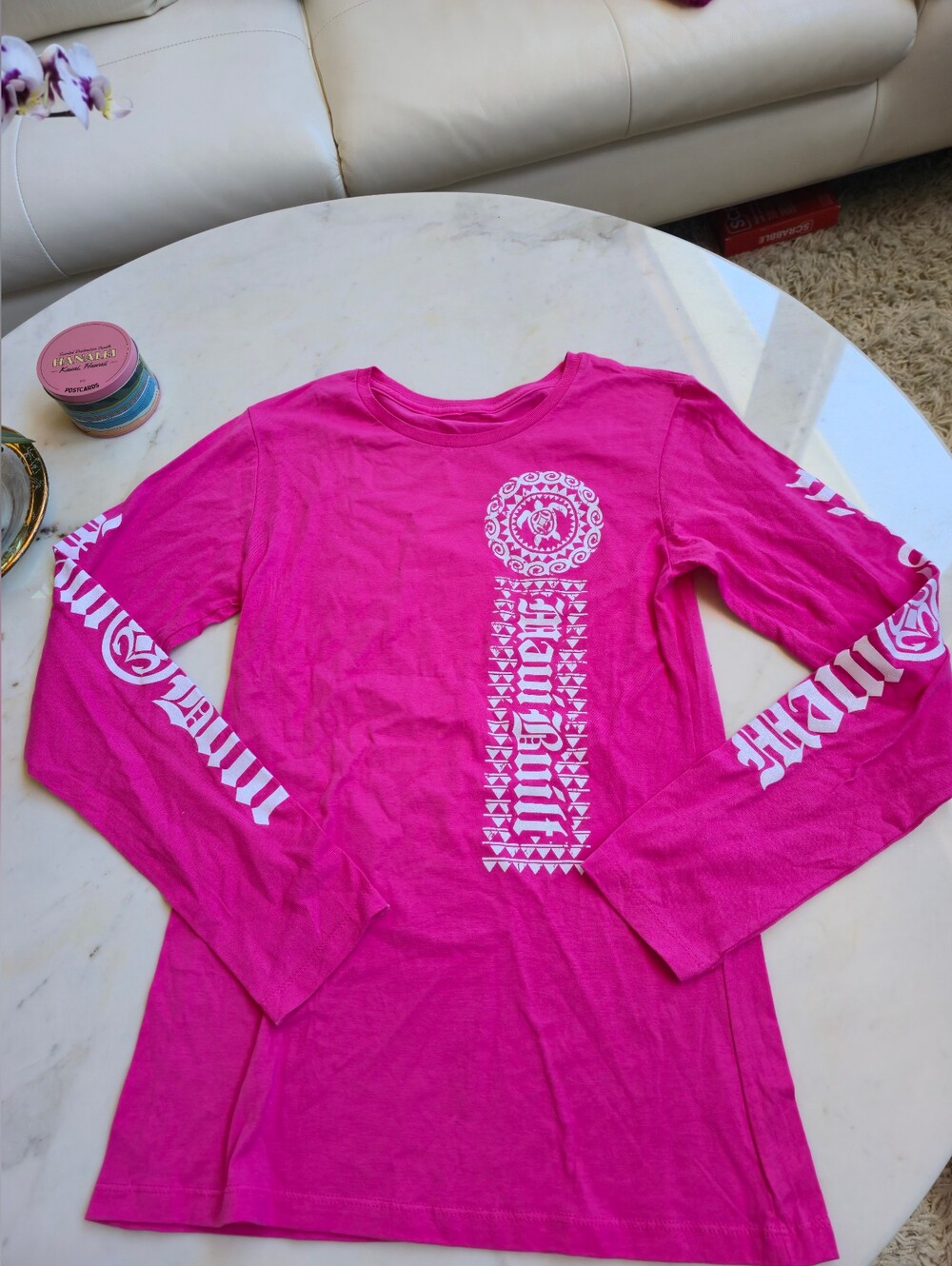 Mauibuilt Hot Pink Turtle Long Sleeve Tee Shirt Size M
